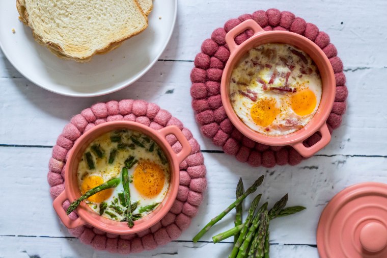Eitjes uit de oven (met spek en asperges) - Vickylicious