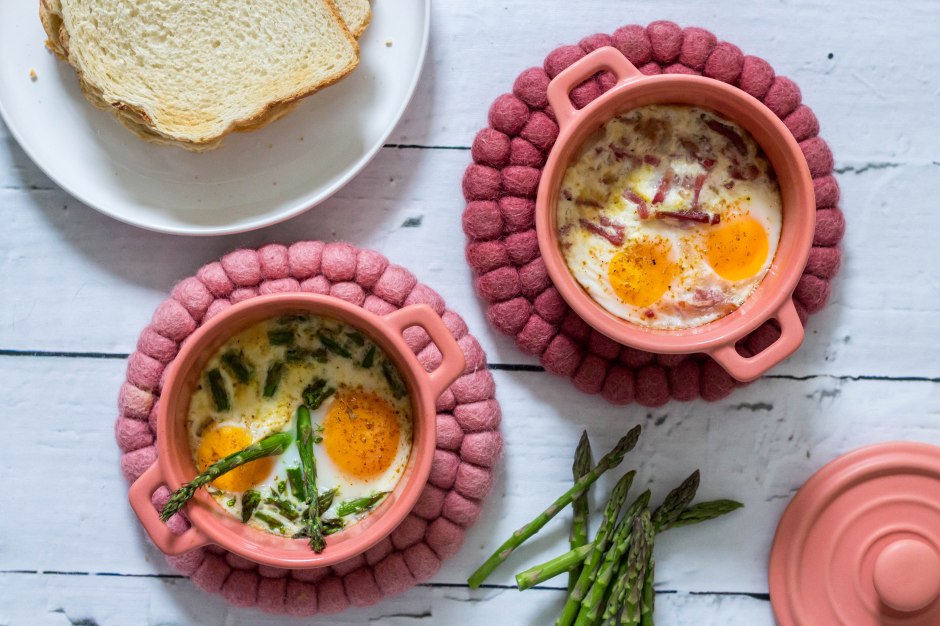 Eitjes uit de oven (met spek en asperges) - Vickylicious