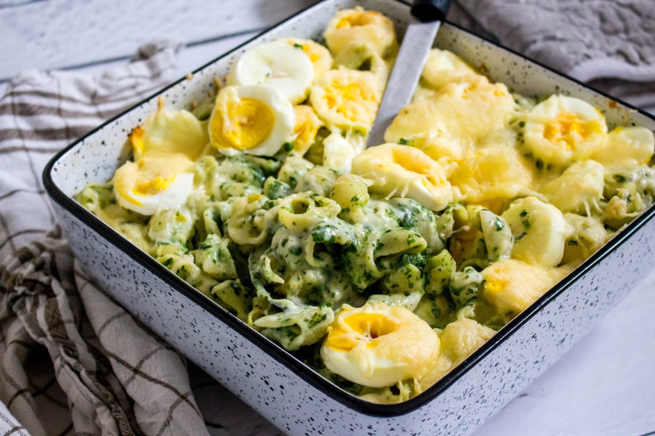 Pastaschotel met spinazie en eieren - Vickylicious