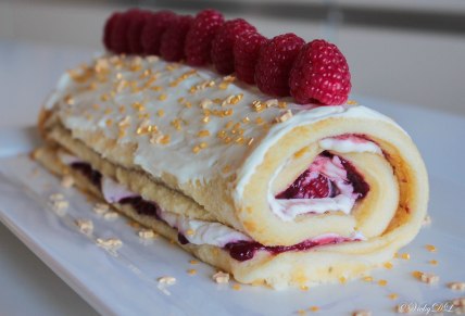 kerststronk met framboos