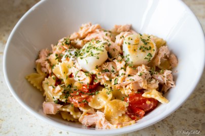 farfalle met zalm en sint-jacobsvrucht