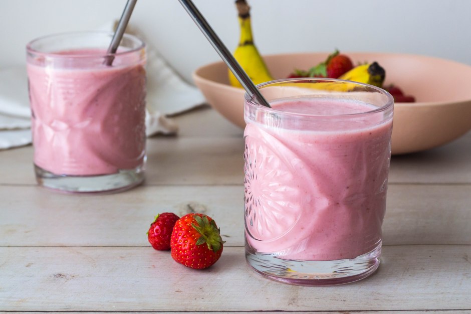 Smoothie van aardbei en banaan - Vickylicious