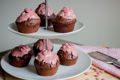 Chocolade-kaneelmuffins met ruby chocolade
