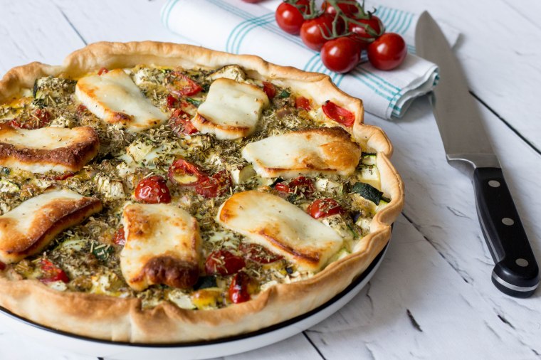 Griekse quiche met halloumi - Vickylicious