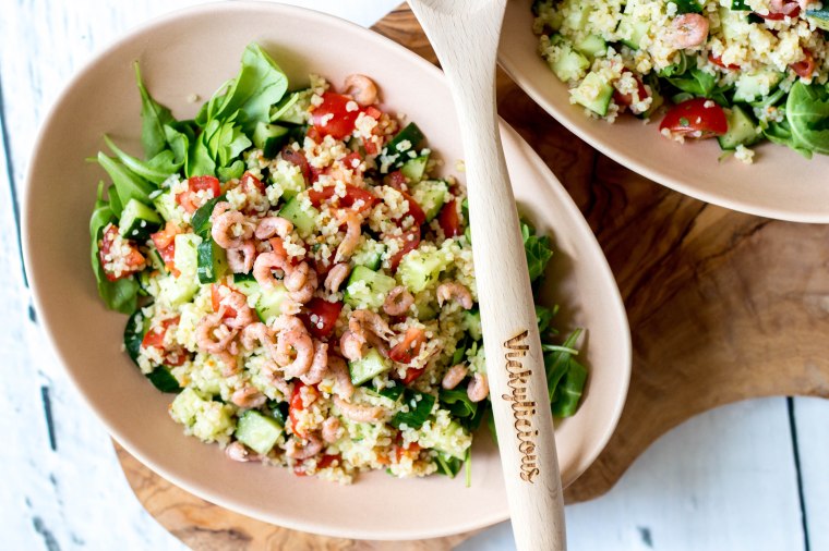 Bulgursalade met garnalen - Vickylicious