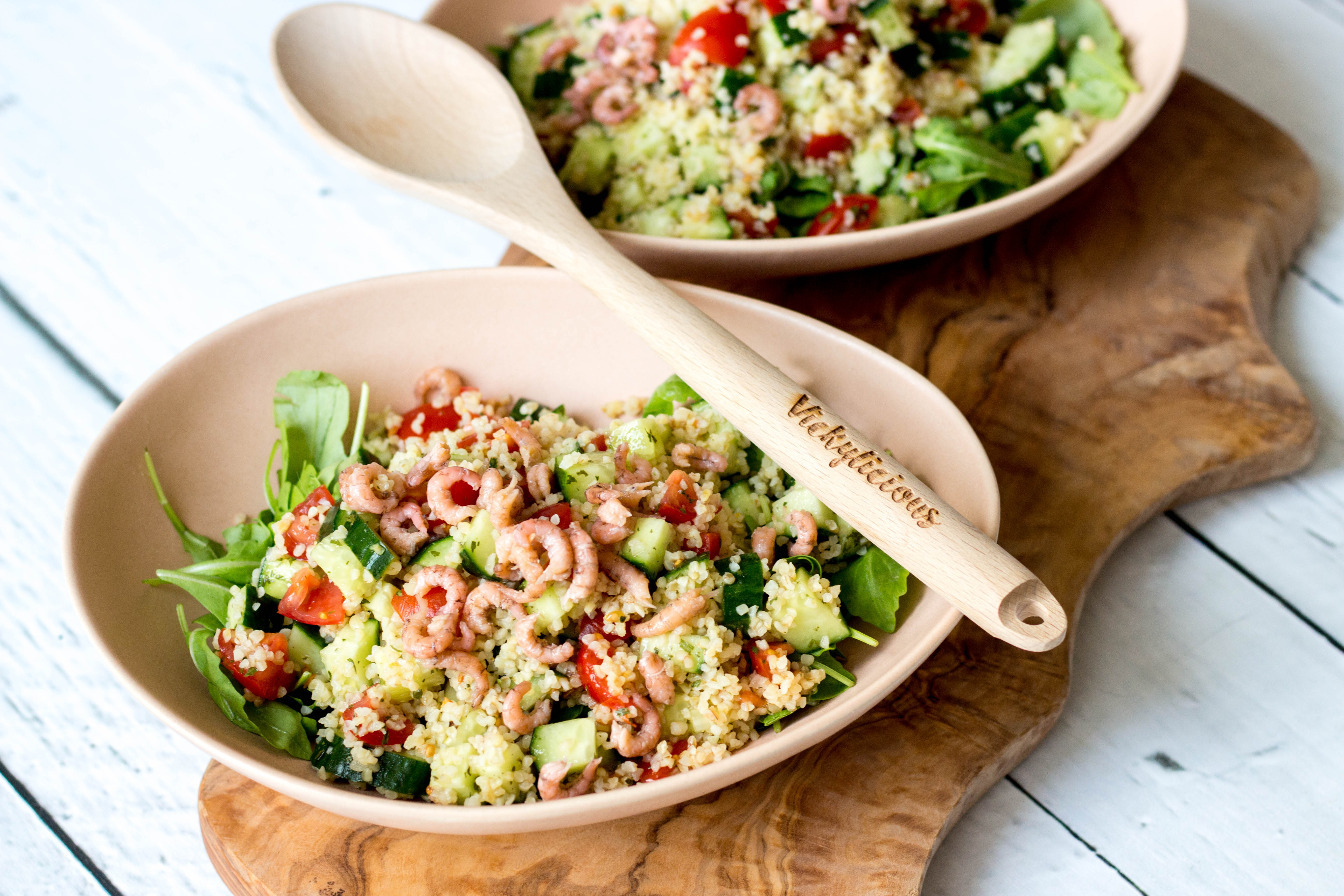 Bulgursalade met garnalen