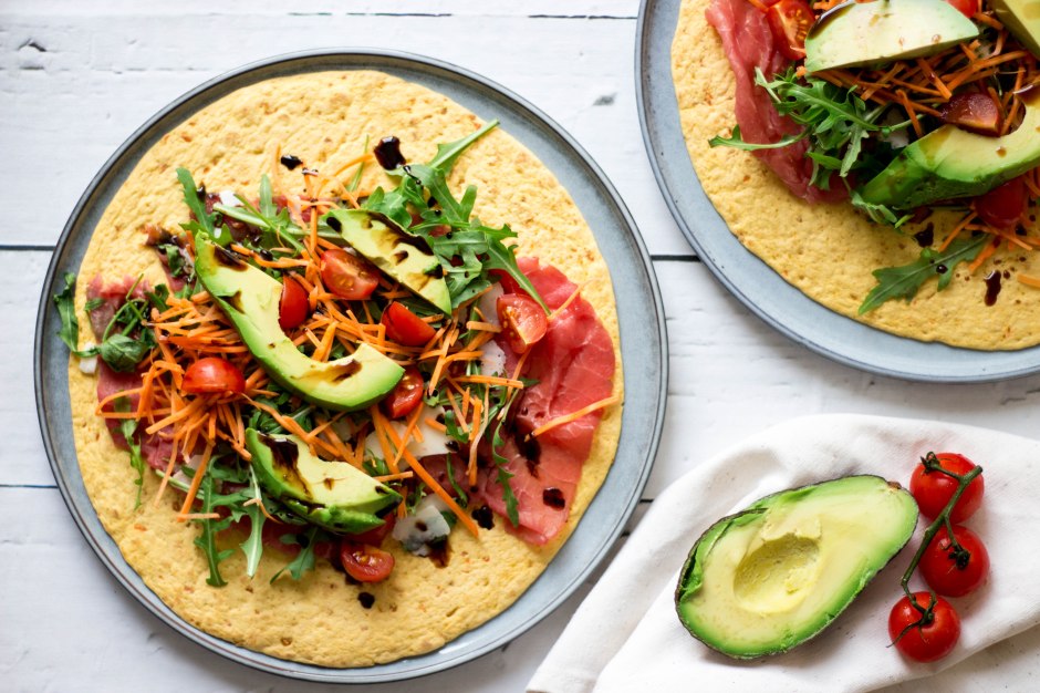 Groentewrap met rundercarpaccio