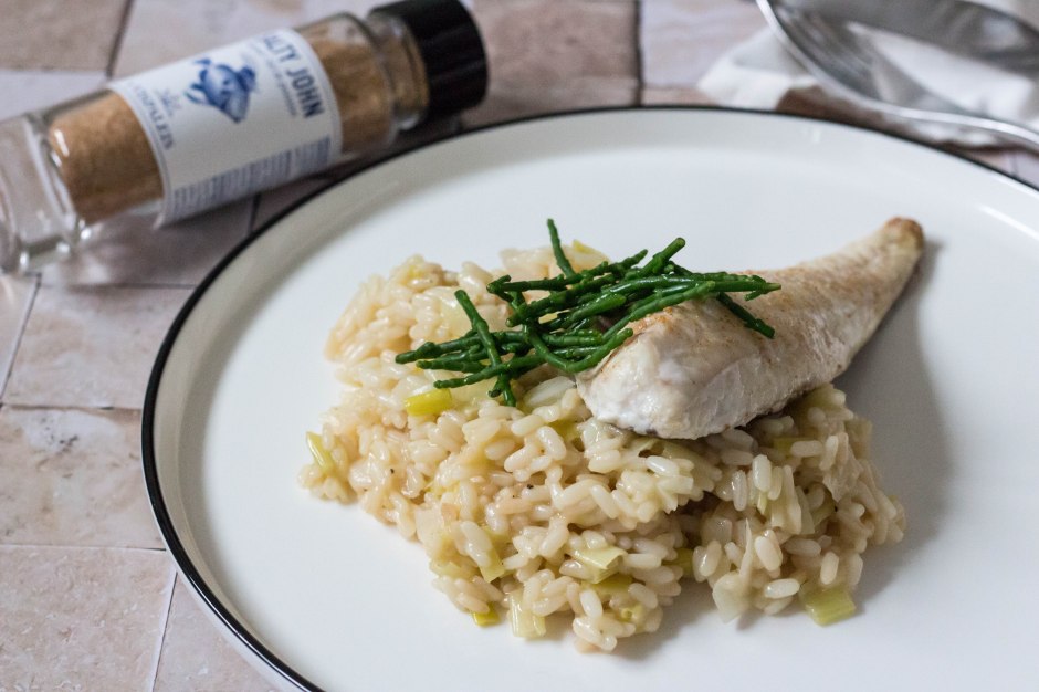 Rode poon met risotto, prei en zeekraal - Vickylicious - Salty John Seafood
